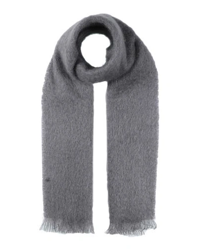 Shop Doppiaa Man Scarf Grey Size - Mohair Wool, Wool, Nylon