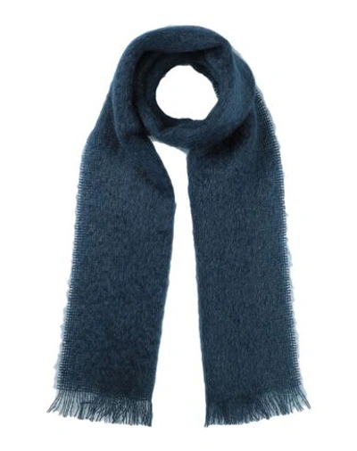 Shop Doppiaa Man Scarf Blue Size - Mohair Wool, Wool, Nylon
