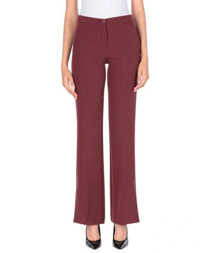 Shop Beatrice B Casual Pants In Maroon