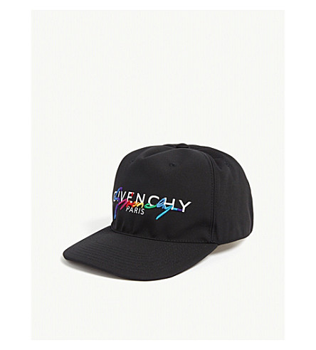 Givenchy Rainbow Logo Cotton Canvas Baseball Hat In 001-blk | ModeSens