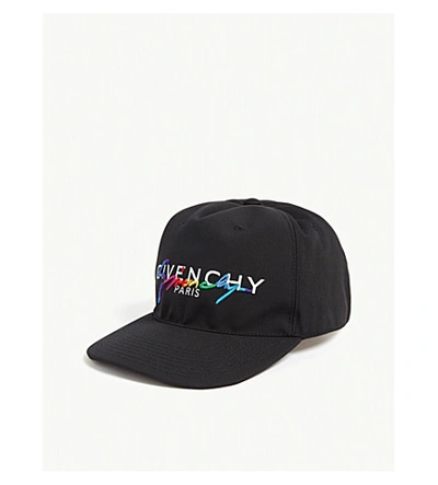 Shop Givenchy Rainbow Logo Nylon Baseball Cap In Black
