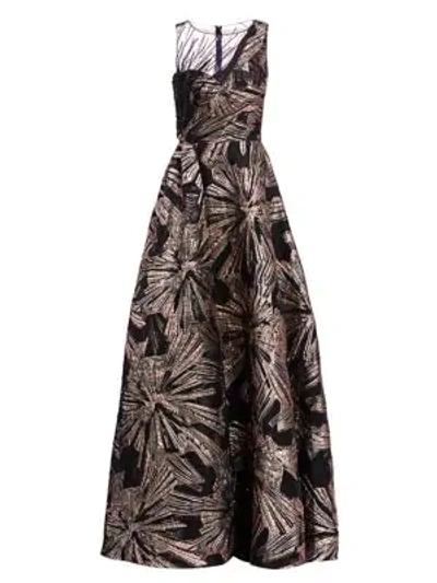 Shop Theia Women's Beaded Brocade Fit-&-flare Gown In Vintage Rose
