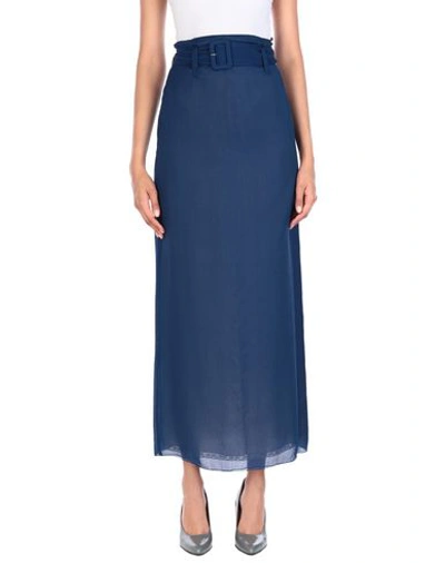 Shop Prada Woman Long Skirt Bright Blue Size 6 Silk