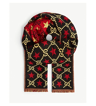 Shop Gucci Gg Star Scarf In Black