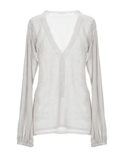 Shop Zanone Woman Sweater Light Grey Size 8 Polyester, Cotton