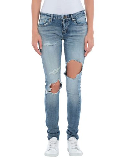 Shop Saint Laurent Denim Pants In Blue