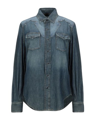 Shop Saint Laurent Denim Shirts In Blue