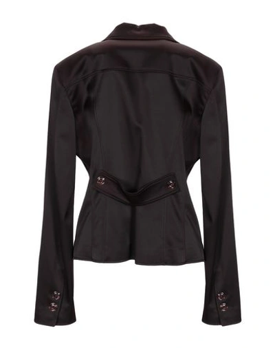 Shop Versace Blazer In Dark Brown