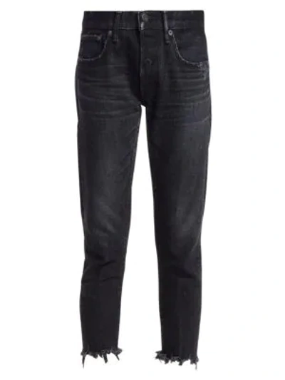 Shop Moussy Staley Mid-rise Tapered Jeans In Black