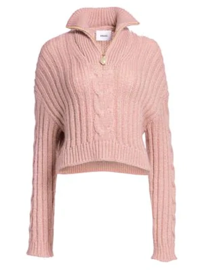Shop Nanushka Eria Oversized Cropped Cable-knit Sweater In Pale Pink