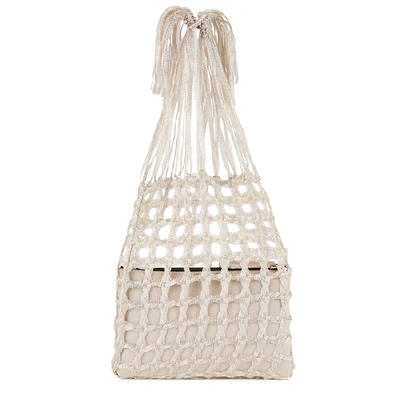Shop Mehry Mu Fey Silver Crochet Top Handle Bag