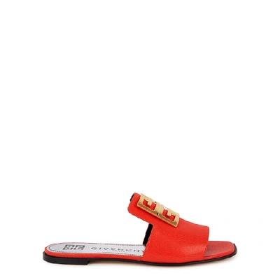 Shop Givenchy 4g Red Leather Mules