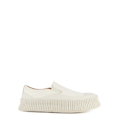Shop Jil Sander 40 Off-white Leather Sneakers