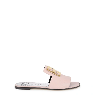 Shop Givenchy 4g Blush Leather Sliders In Light Pink