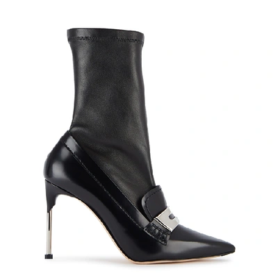 Shop Alexander Mcqueen 100 Moccasin Black Leather Ankle Boots