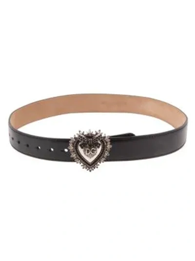 Shop Dolce & Gabbana Logo Hardware Leather Belt In Black