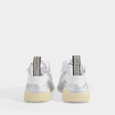 Shop Stella Mccartney Eclypse Trainers Velcro In White And Silver Eco-leather