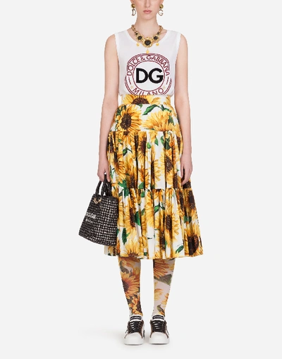 Shop Dolce & Gabbana Tank With Dg Milano Print In White