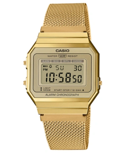 Casio Unisex Gold-tone Stainless Steel Mesh Bracelet Watch 35.5mm In Gold