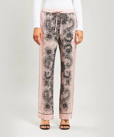 Shop Valentino Silk Lace Print Pyjama Trousers In Pink