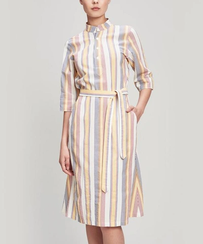 Shop Apc Oleson Striped Cotton Crepe Dress In White