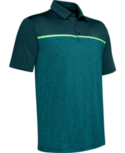 Shop Under Armour Men's Colorblocked Playoff Polo In Tandem Teal Yarn Dye