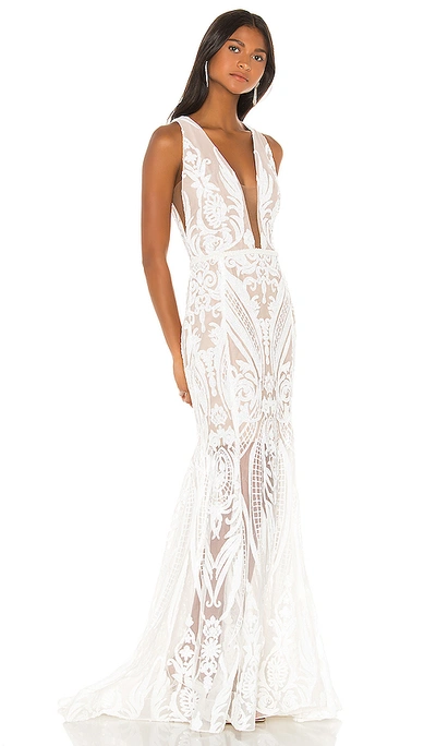 Bronx And Banco Ester V Neck Gown In White. | ModeSens