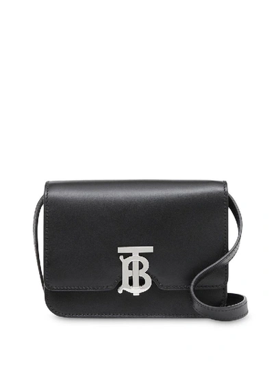 Shop Burberry Black Mini Leather Tb Bag