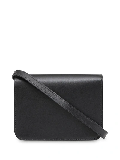 Shop Burberry Black Mini Leather Tb Bag