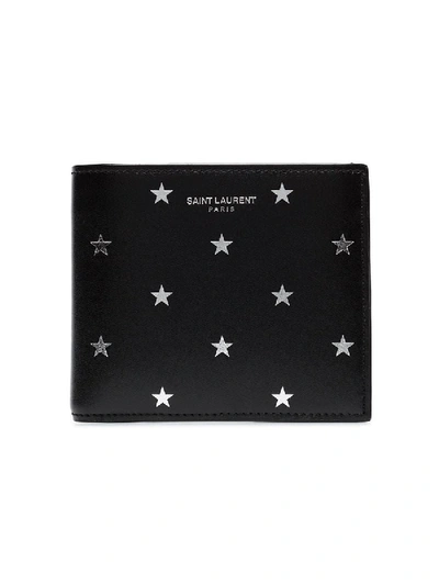 Shop Saint Laurent Star Print Bi-fold Wallet In Black