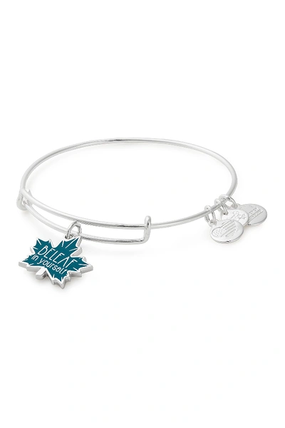 Shop Alex And Ani Beleaf In Yourself Expandable Charm Bracelet In Shny Silv