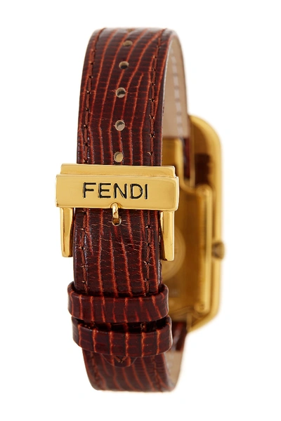 Shop Fendi Women's Chameleon Diamond Accent Embossed Leather Strap Watch - 0.009 Ctw In Champagne