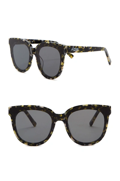 Shop Aqs Iris 65mm Oversized Cat Eye Sunglasses In Black/green