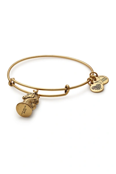 Shop Alex And Ani Knight Charm Expandable Wire Bracelet In Gold Finish