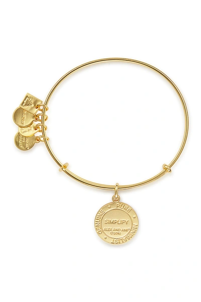 Shop Alex And Ani Charity By Design Simplify Charm Expandable Wire Bracelet In Yellow Gold Finish
