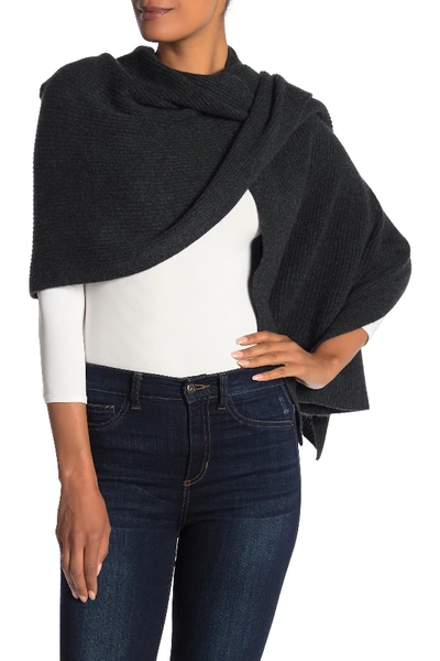 Shop Portolano Cashmere Ribbed Wrap Scarf In Ht Charcoal