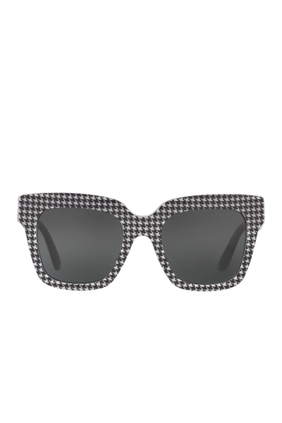 Shop Dolce & Gabbana 54mm Houndstooth Sunglasses In Blackwhite