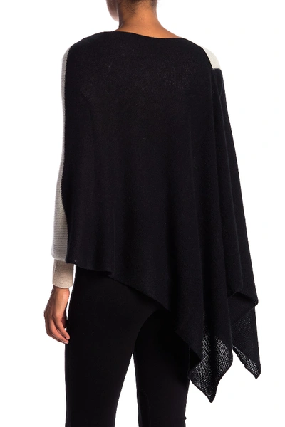 Shop Portolano Cashmere Colorblock Poncho In Black/yogi Ivory