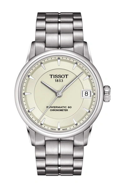 Shop Tissot Luxury Powermatic 80 Lady Cosc Watch, 33mm In Ivory