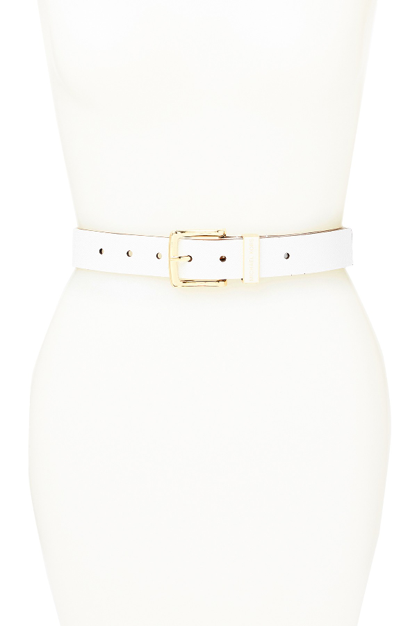 white and gold michael kors belt