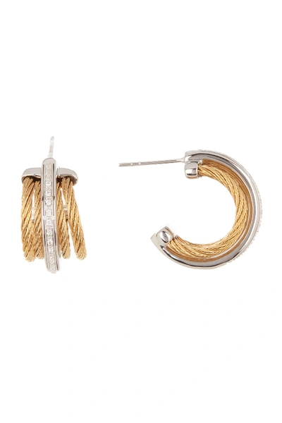 Shop Alor 18k Yellow Gold Stainless Steel Cable Diamond Earrings - 0.08 Ctw
