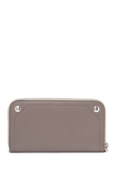 Shop Moschino Zip-around Leather Wallet In Grey