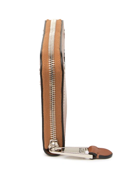 Shop Moschino Zip-around Leather Wallet In Brown