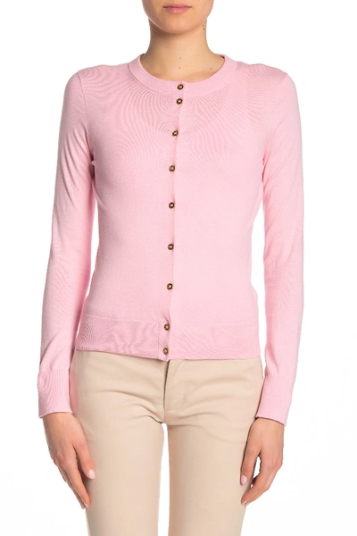 Shop J Crew Front Button Knit Cardigan In Fresh Peony