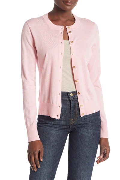 Shop J Crew Front Button Knit Cardigan In Fresh Peony