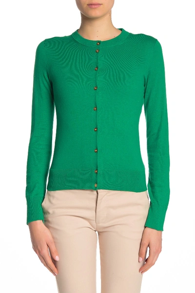 Shop J Crew Front Button Knit Cardigan In Brilliant Kelly