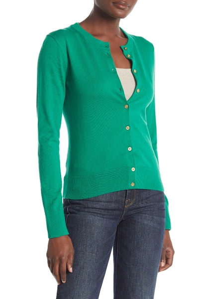 Shop J Crew Front Button Knit Cardigan In Brilliant Kelly