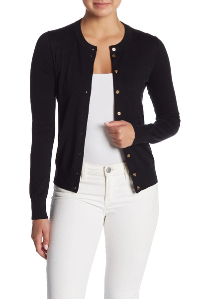 Shop J Crew Front Button Knit Cardigan In Black