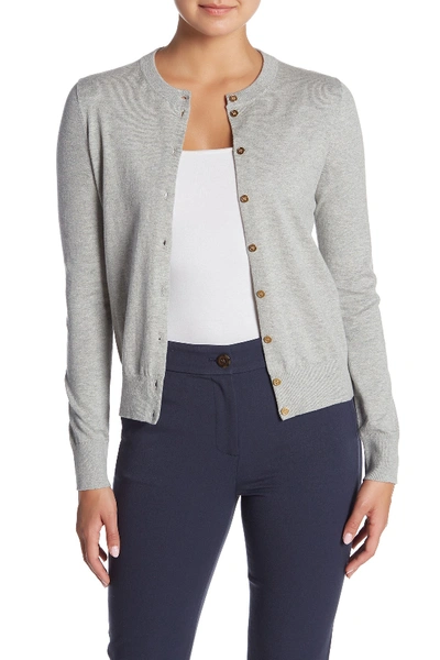 Shop J Crew Front Button Knit Cardigan In Heather Grey