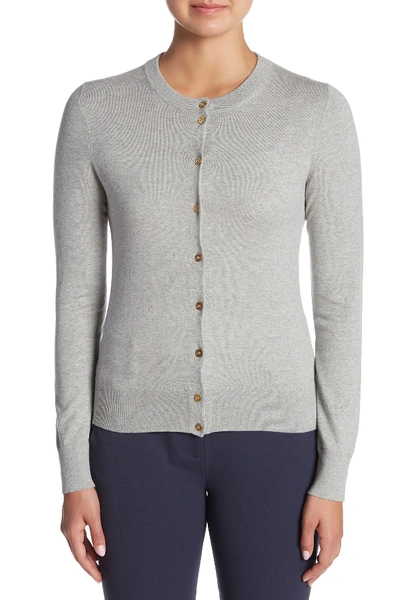 Shop J Crew Front Button Knit Cardigan In Heather Grey